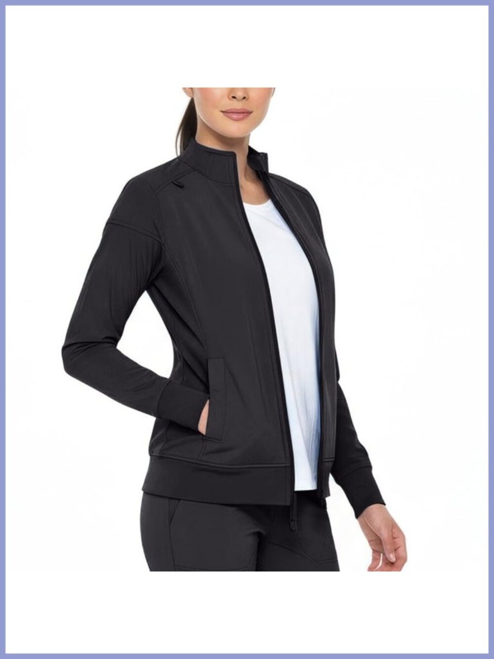 Women's Medical Scrub Jacket Zip Warm-Up Four-Way Stretch